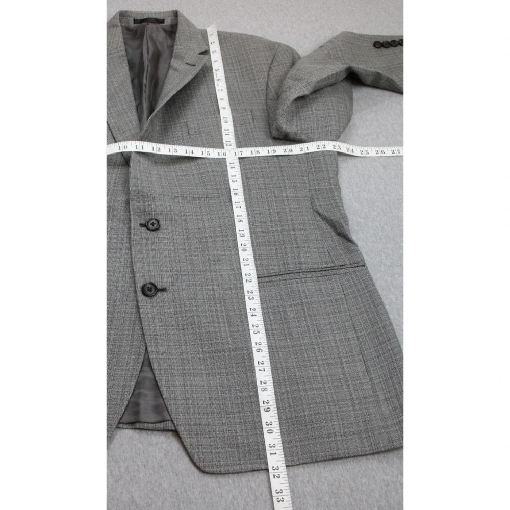 Lauren Ralph‎ Lauren Blazer Mens 44R Gray Plaid 2 Button Wool Silk